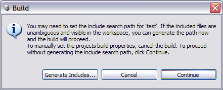 initial popup when building project
