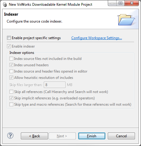 new DKM project wizard indexer