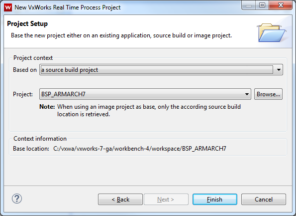 new project wizard RTP project context page