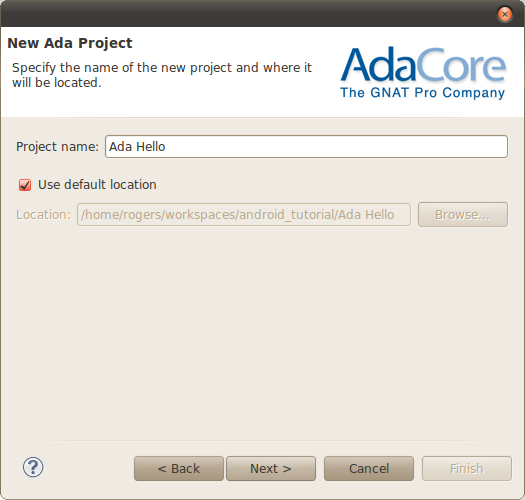 naming the new Android project
