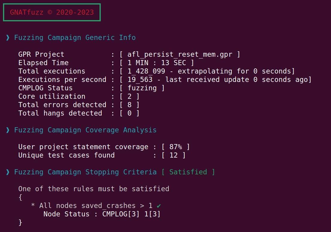 The fuzz-testing session's dry-run crashes when using AFL++ ``persistent`` mode