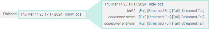screenshot fragment: show logs expansion