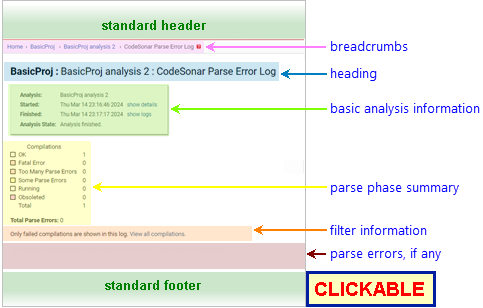 Annotated Screenshot: Parse Log Page with ERRORS ONLY filter