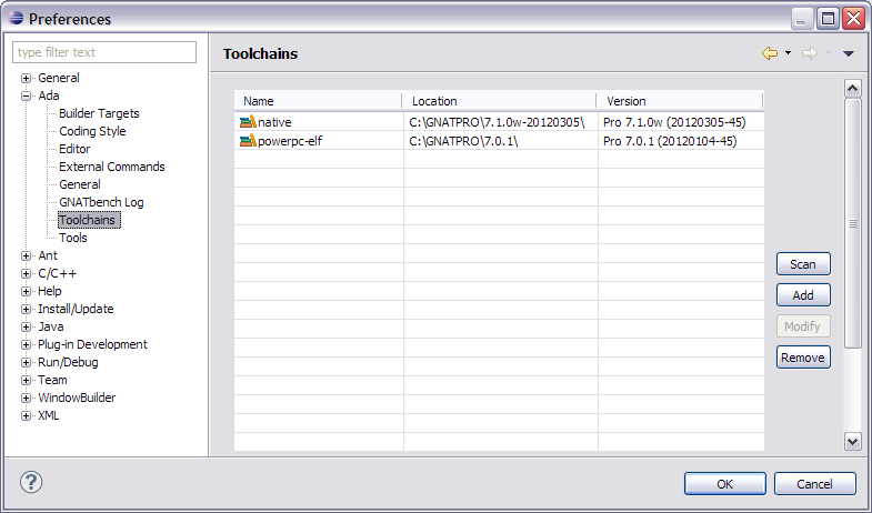 Ada Toolchain Preferences