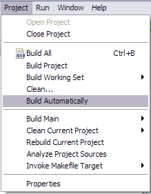project builder menu