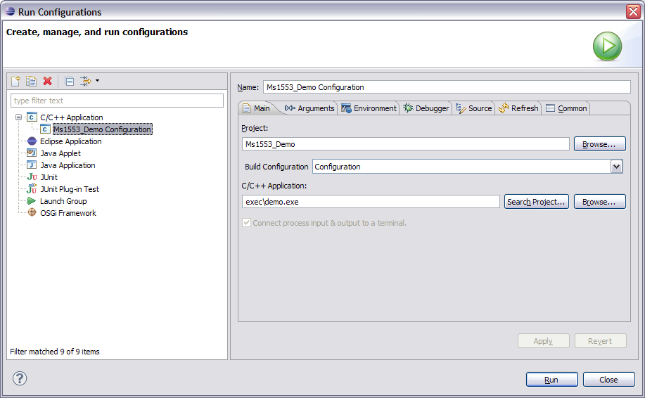 C++ config dialog main page