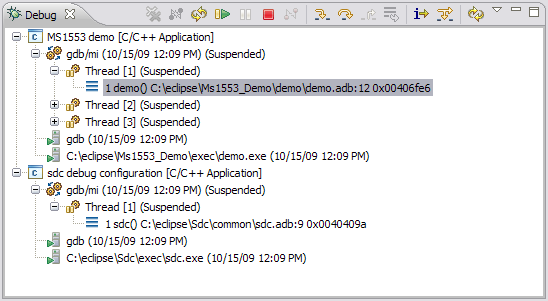 debug control with two sessions active