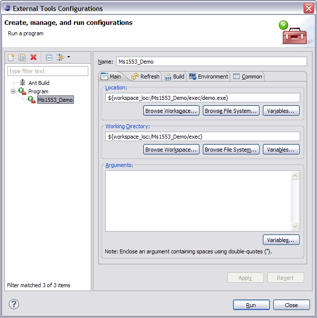 existing config in external tools dialog