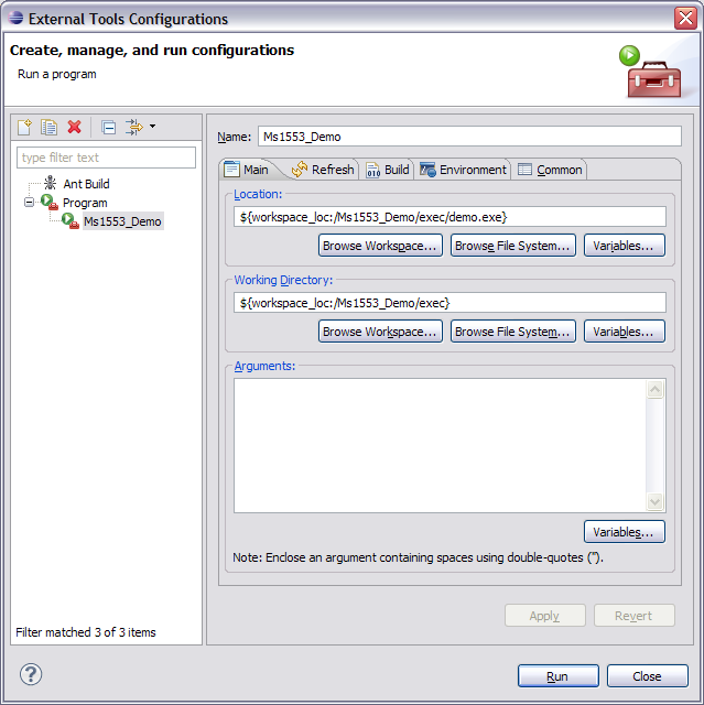 external tools dialog new config applied
