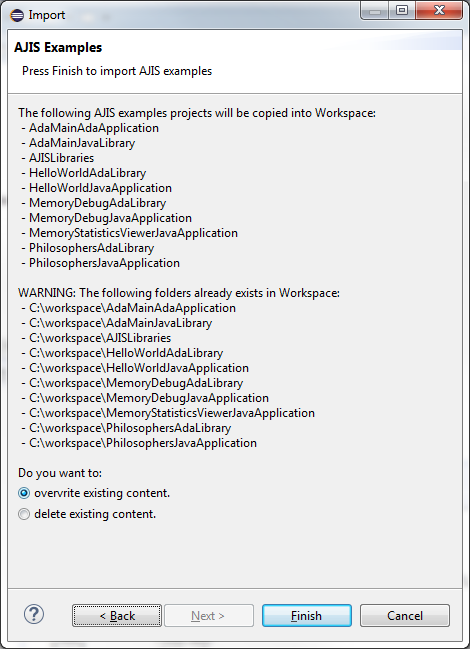 import AJIS examples page configuration