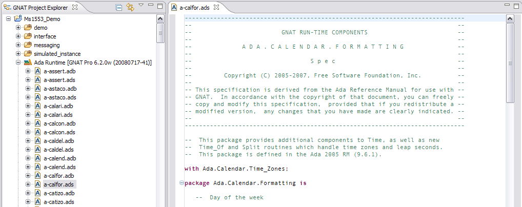 project explorer browsing runtime library