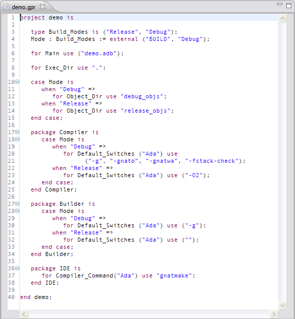 project file debug-release scenario example