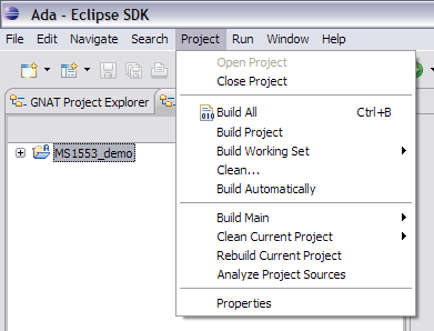 project menu