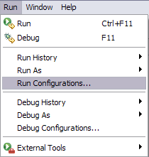 run menu open run configurations dialog