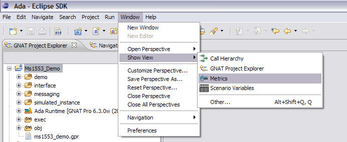 showing metrics view via shortcut