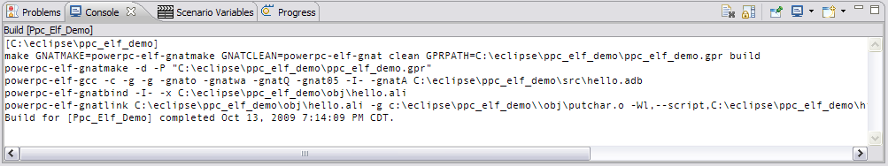 content of build console after successful build