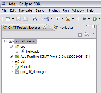 created project in Project Explorer