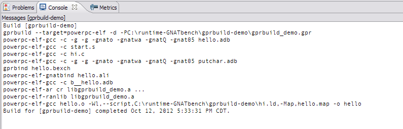 content of build console after successful build