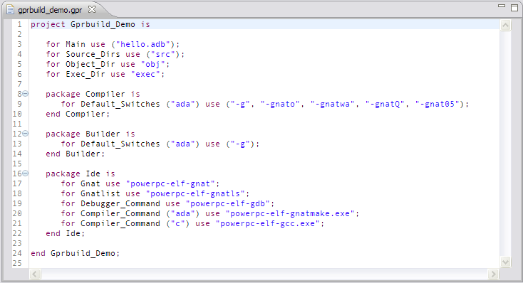 original project file from wizard