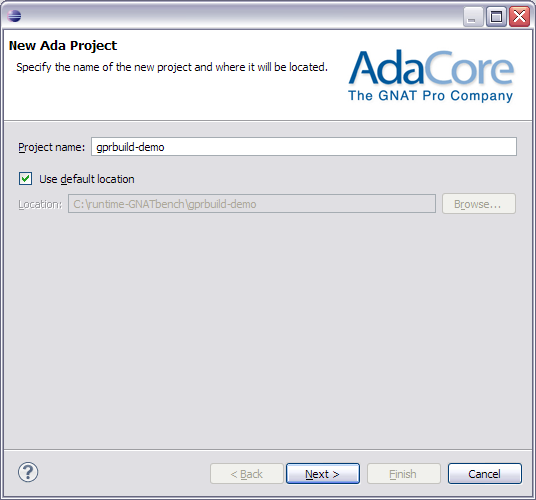 new project name in wizard page