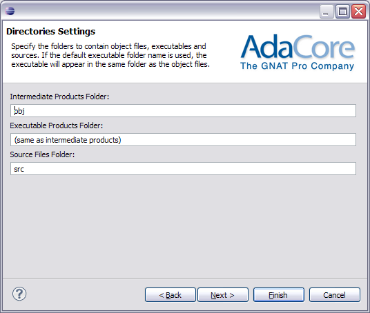 new project wizard ada config page3
