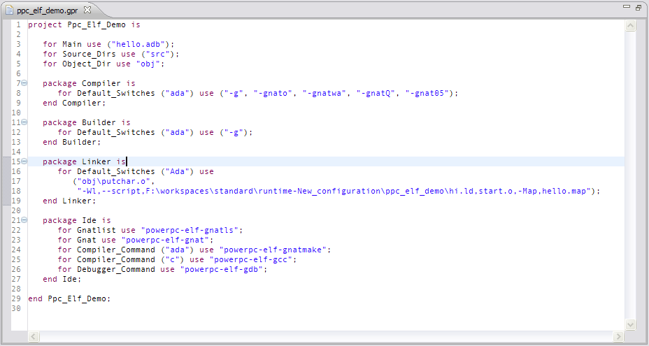 modified project file