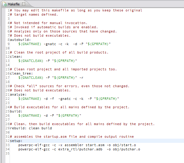 modified makefile containing the new command