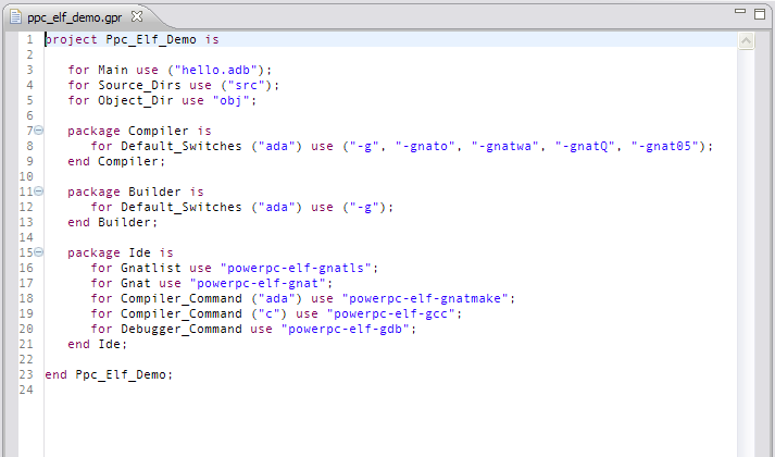 original project file from wizard