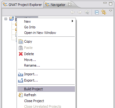 project builder menu