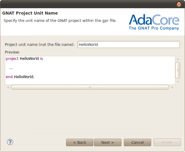 the GNAT project unit name for new AJIS project