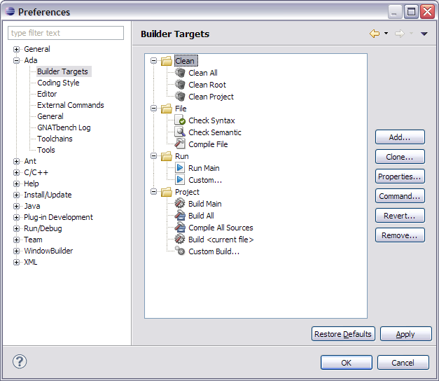 Ada Builder Targets Pref Page