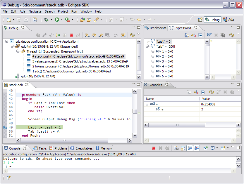 debugger variables and expressions views