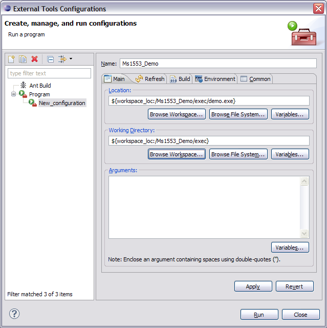 external tools dialog new config created