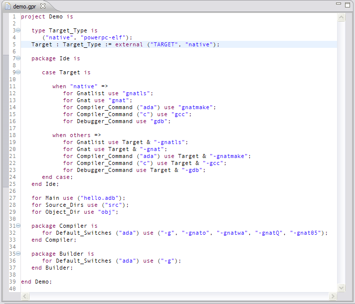 gpr file with multiple toolchains available