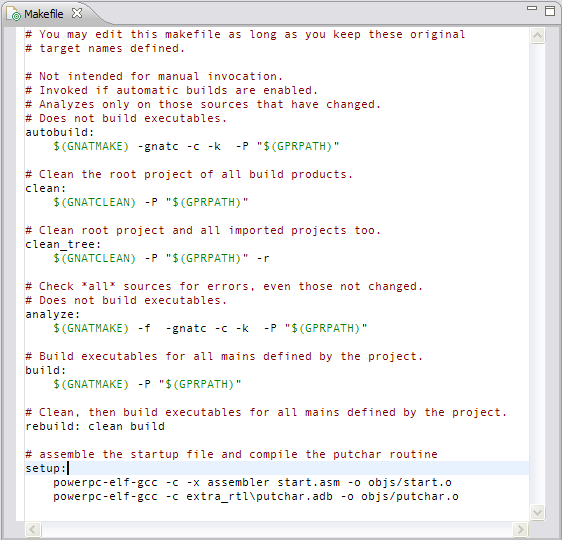 sample makefile with user-defined command