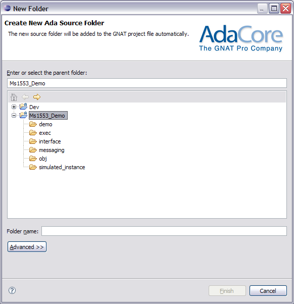 new ada folder wizard page