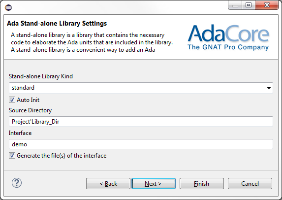 new proj wizard standalone library page