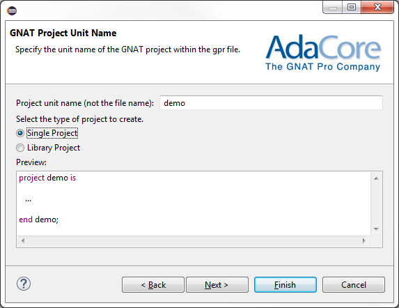new project wizard unit name