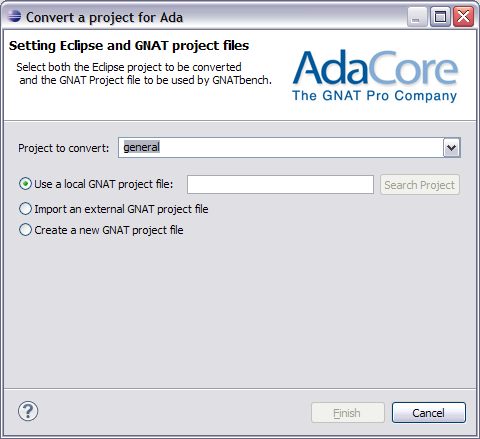 project conversion wizard first page