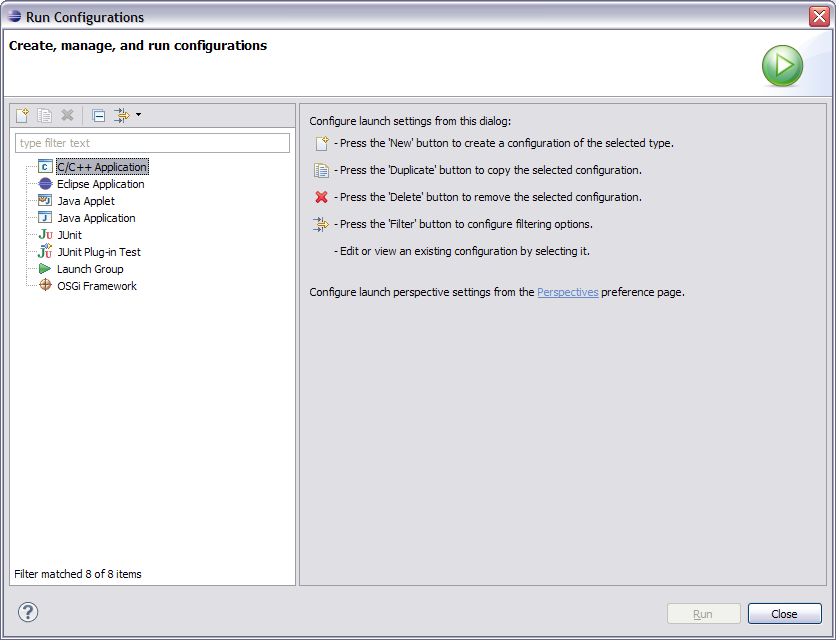 initial run dialog