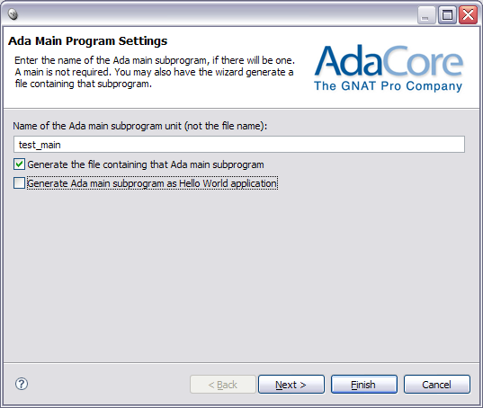 project conversion ada main subprogram page