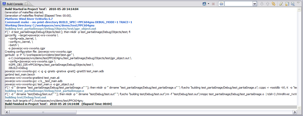 content of Build Console after successful build