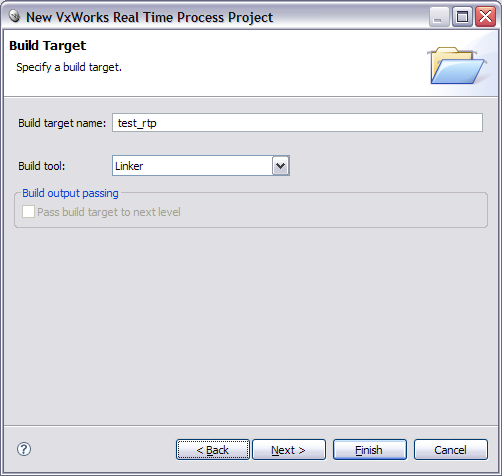 new rtp project wizard build target