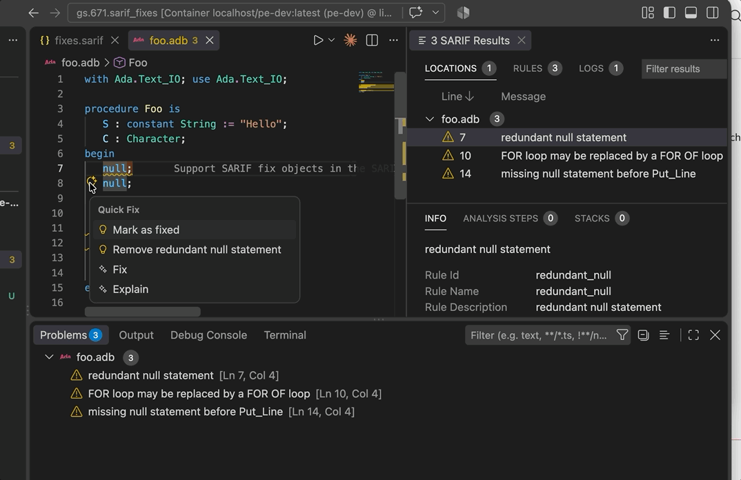 Visual Studio Code SARIF fix